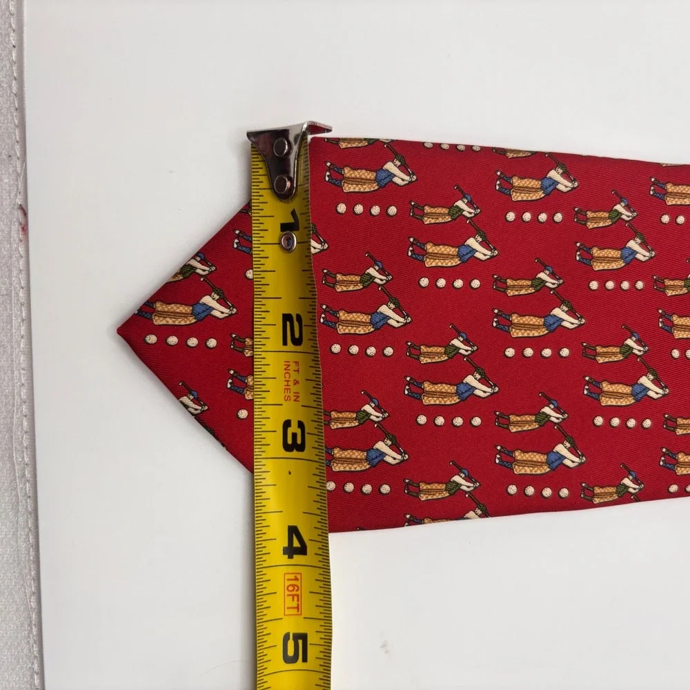 Salvatore Ferragamo‎ Mens Silk Italy Tie Red Golf Club Golfer Size 59